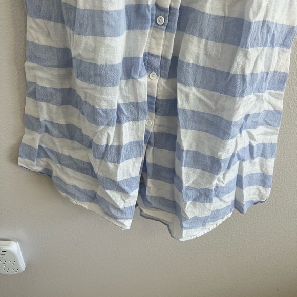 Lulus Off the Shoulder Transatlantic Voyage Blue Ivory Striped Midi Dress M - Picture 9 of 12